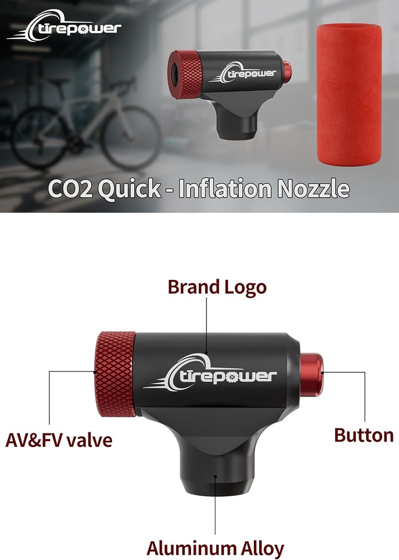 Ctrepower CO2 Bike Tire Inflator - Push-Button Presta & Schrader Compatible CO2 Bike Pump or 12X 16g Threaded CO2 Cartridges for Road Bikes, MTB, Hybrid Bikes - Image 5